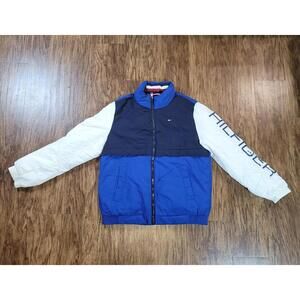 Tommy Hilfiger Mens Taslan Puffer Puffy Jacket Royal Blue White Size Medium